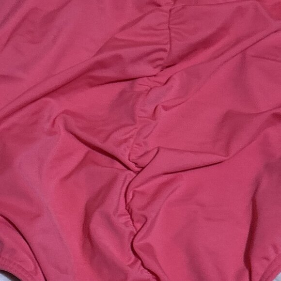 Land's End Womens 1 Piece Swimsuit Coral V Neck Ruffle Built In Bra Sz 16 - Picture 3 of 11